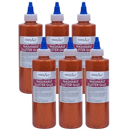 Handy Art Washable Glitter Glue, 8 oz., Orange, PK6 146015